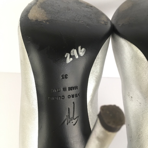Giuseppe Zanotti Salome Leather Point Toe Heels in Metallic Silver - Picture 12 of 12